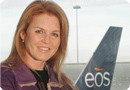 Sarah Ferguson, the Duchess of York, disembarks a recent Eos flight at New York?s JFK Airport.